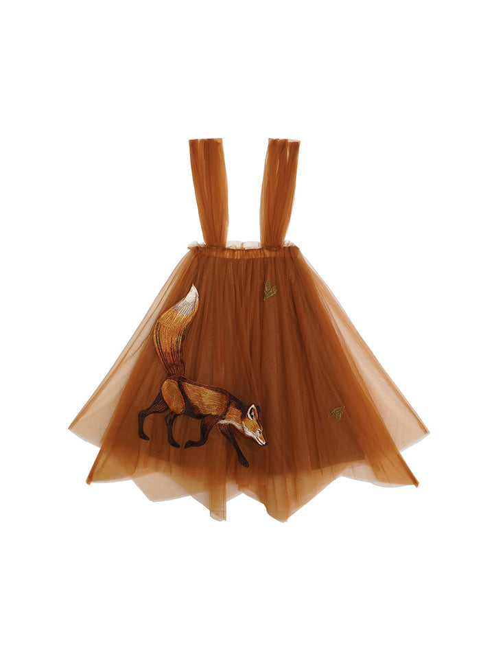 Original Fox Girl Multi layer Stacked Large Pendant Skirt Retro Maple Leaf Autumn Pong Skirt Strap Half body Skirt