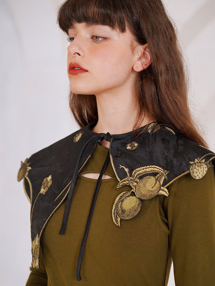 Original fake collar children's versatile plant embroidery fake collar new small shawl collar small decoration