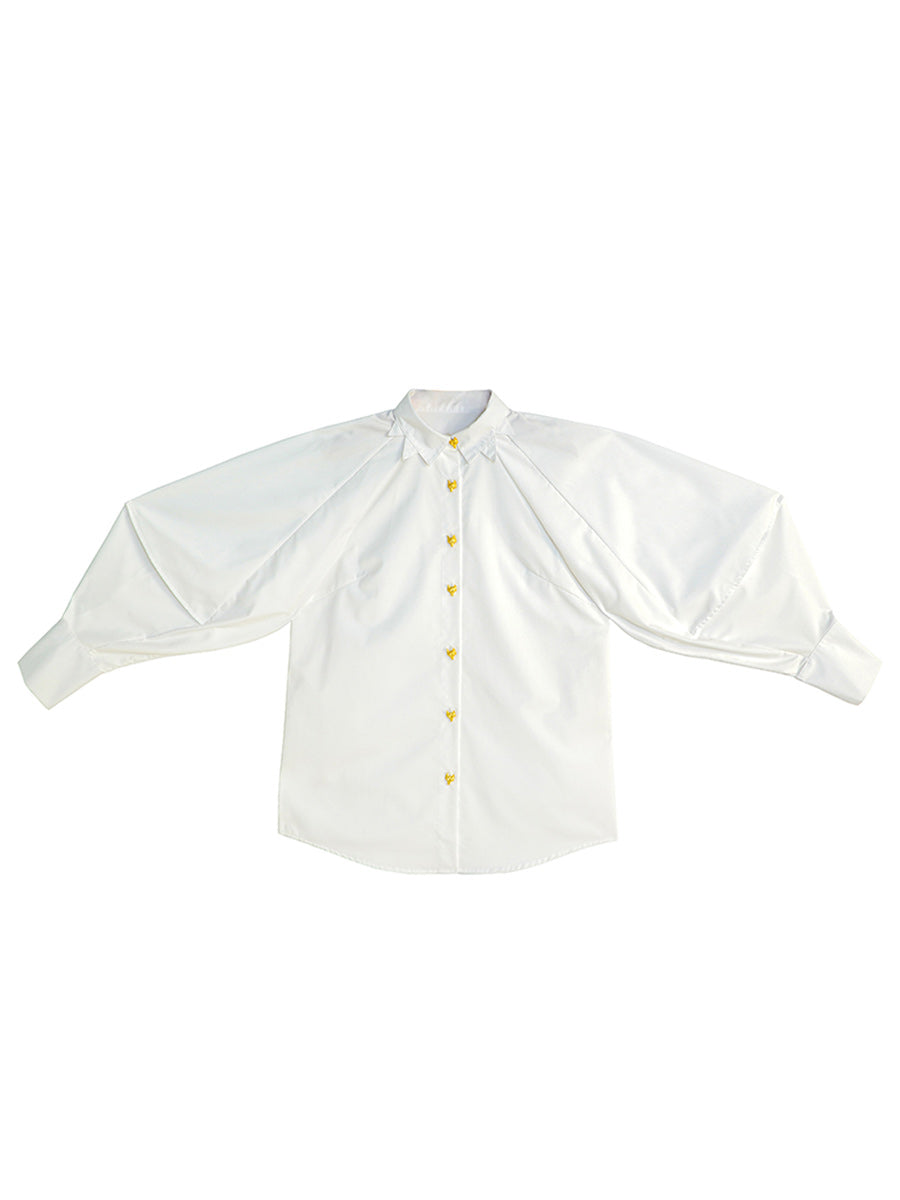 Original retro three-dimensional lantern sleeve shirt, heavy industry fox embroidery goddess, young silhouette white shirt