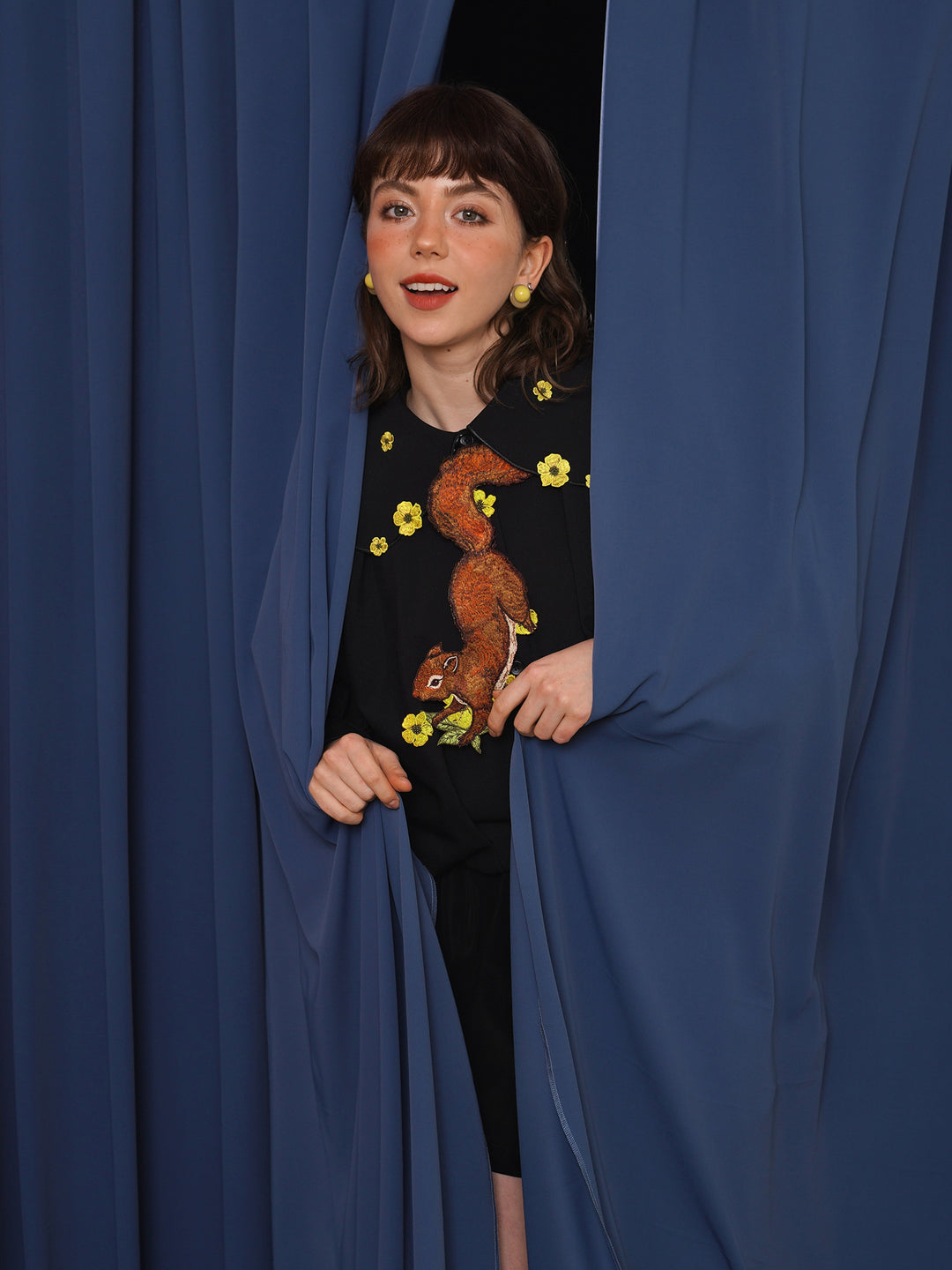 Forest Fairy Squirrel & Flower Embroidered Tie - Retro Knot-Free Niche Gift