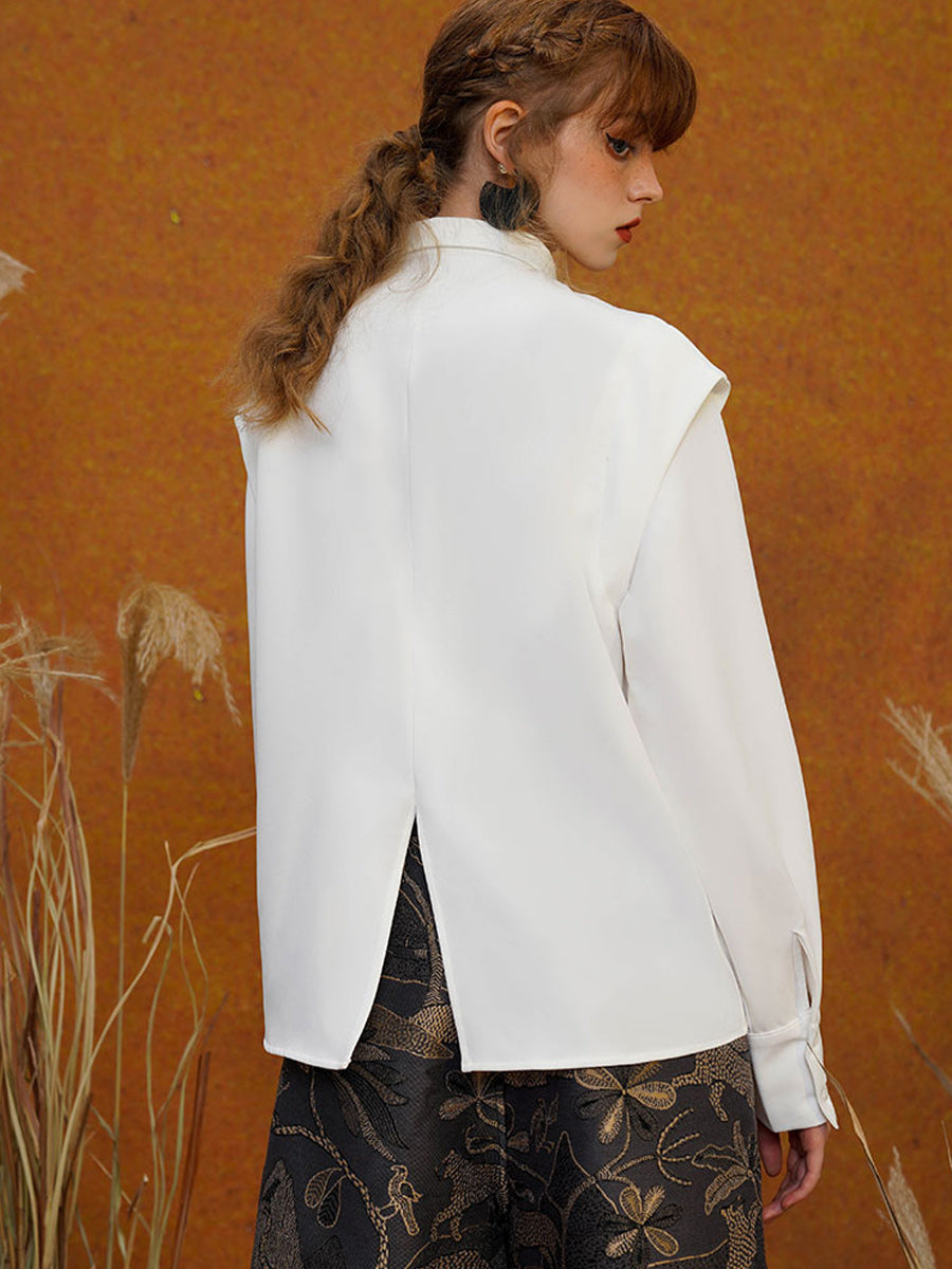 Original sleeved contrasting leopard shirt with artistic style retro spring top for women