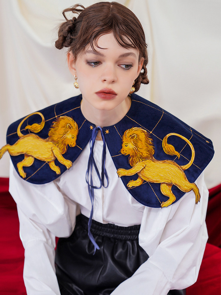 Autumn and winter new style Venice patron saint Leo velvet fake collar embroidery accessory with shoulder cape