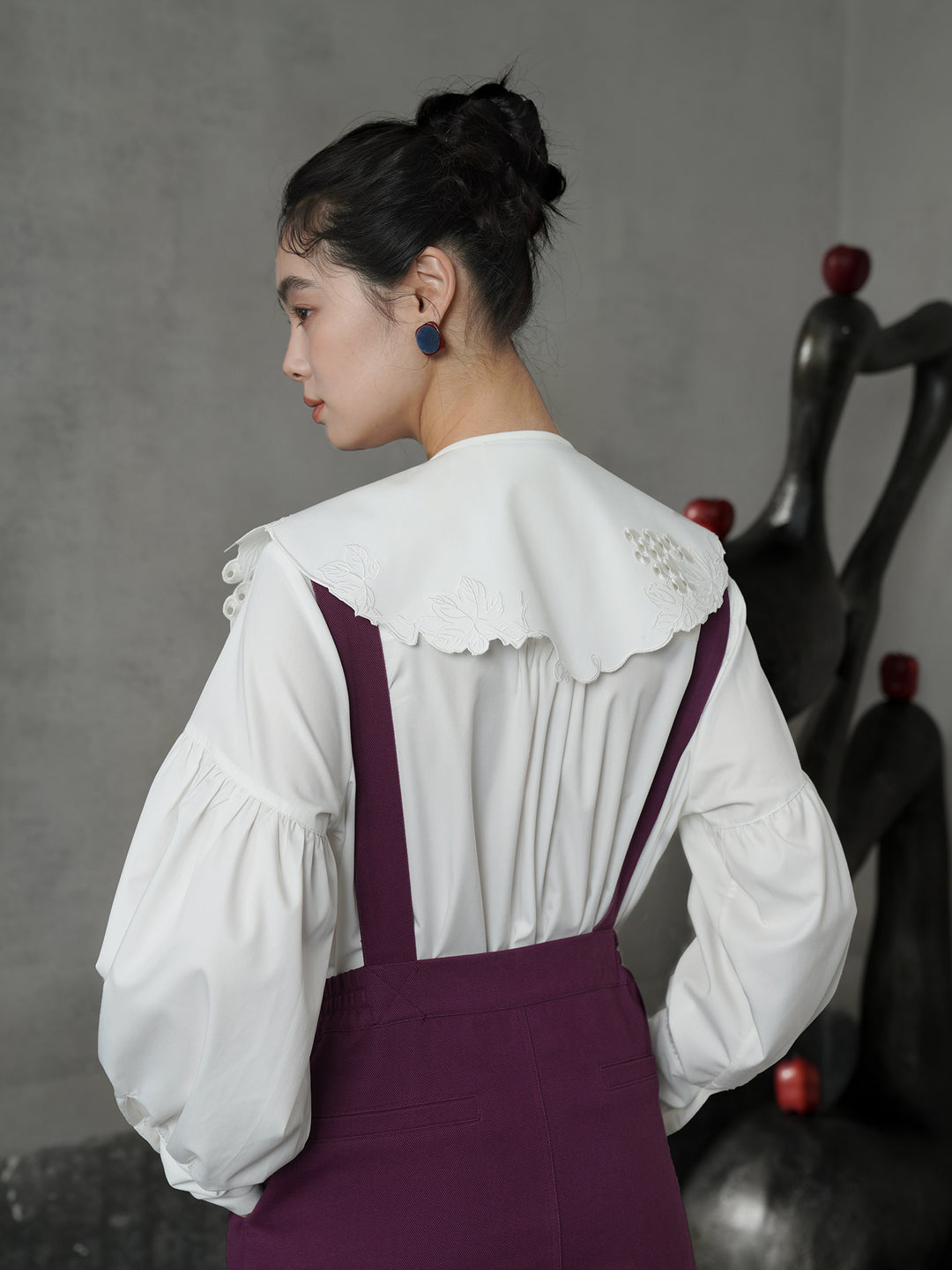 French Artistic Grape Vine Embroidered Detachable Collar | Vintage Capelet Accessory