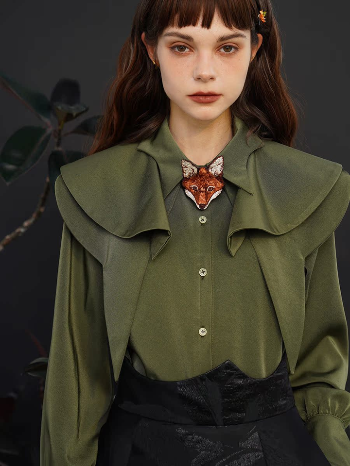 Original high-end French retro shirt for women in autumn, new detachable cape, niche design top