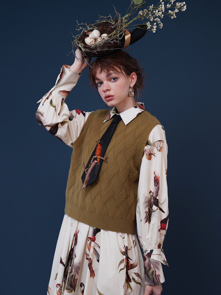 Original Tengzhi Shizuka~French retro niche design tie, women's super beautiful and personalized tie