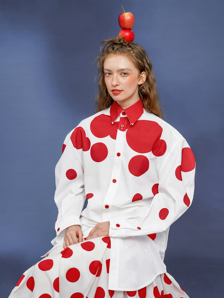 Modern Dot Art Shirt - Original Retro Silhouette Commuting Blouse