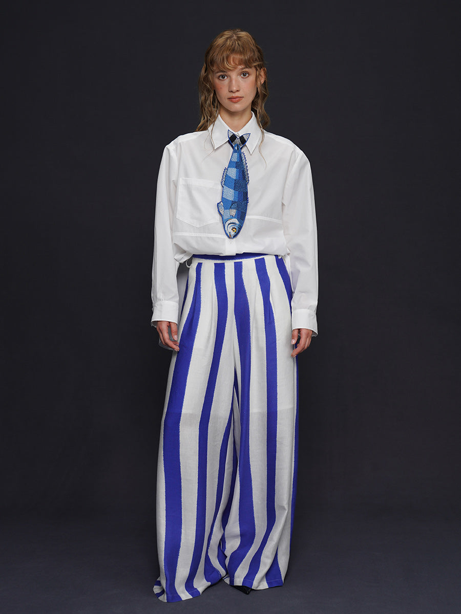 Original design: Embroidered fish series tie, retro and niche design, tie, women's personalized accessory