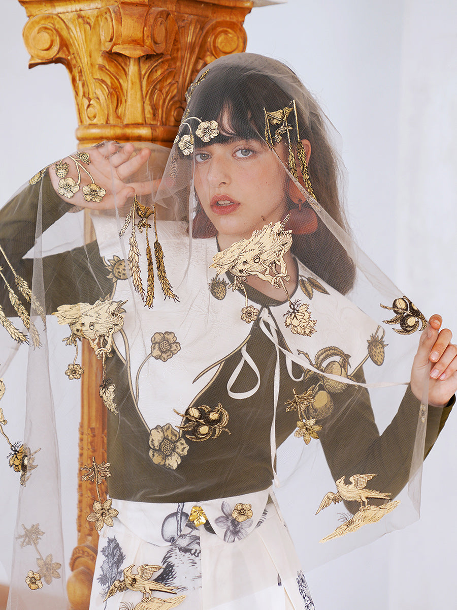 Original fake collar children's versatile plant embroidery fake collar new small shawl collar small decoration