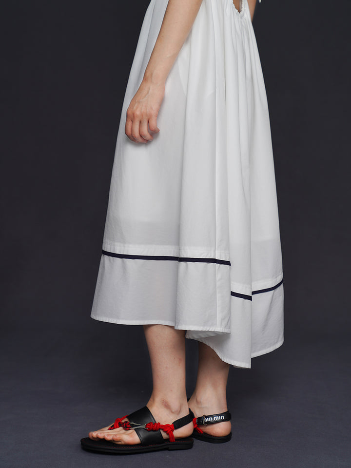 Original Haide Academy niche summer age reducing shirt navy style dress French slimming long skirt for women