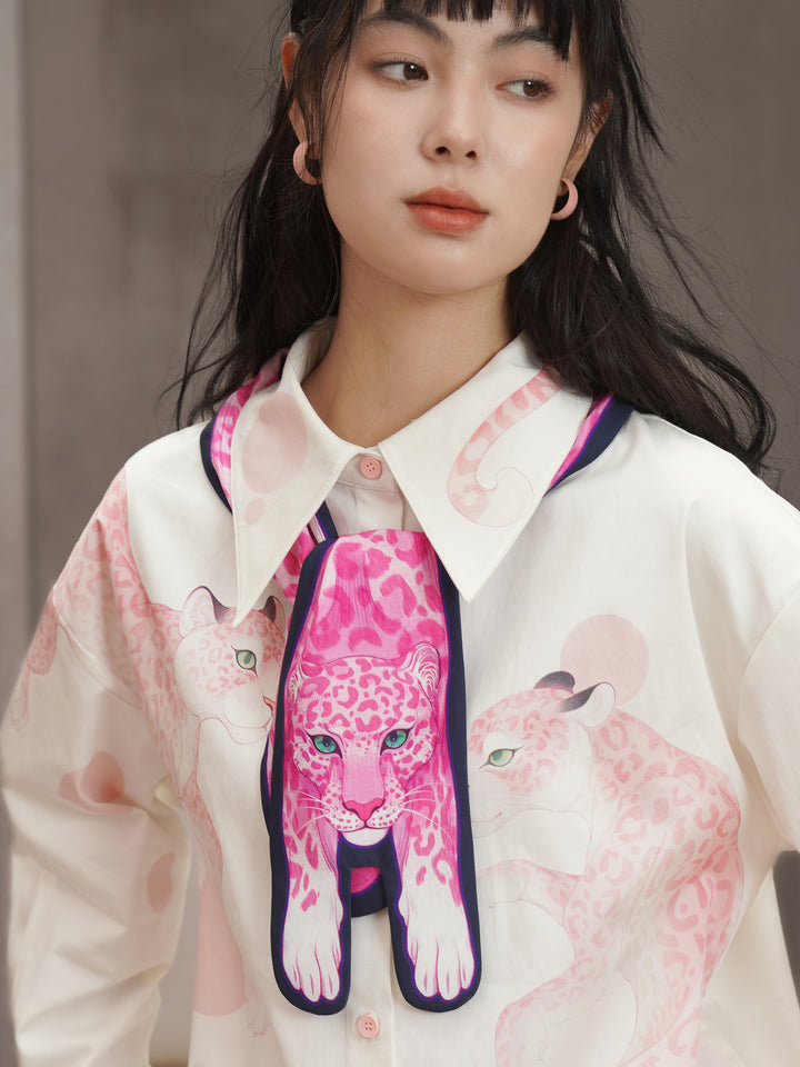 Original Pink Panther Printed Silk Scarf Slippery Accessories Scarf Personalized Neck Protection Pink Scarf Gift Gift