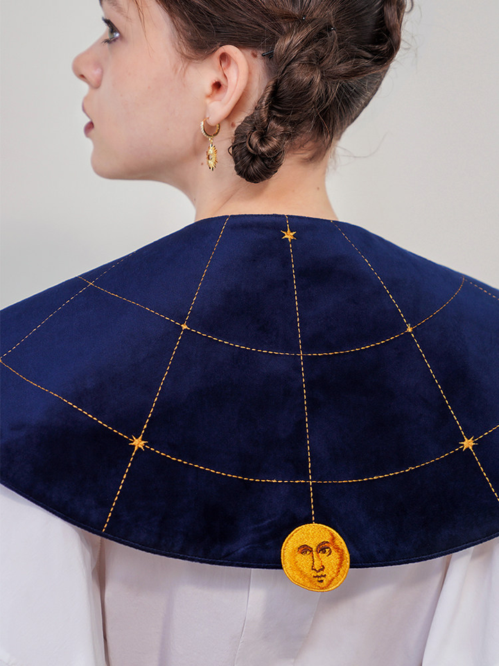 Autumn and winter new style Venice patron saint Leo velvet fake collar embroidery accessory with shoulder cape