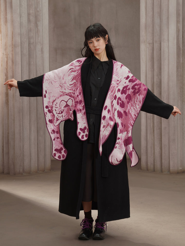 Original Pink Panther Big Shawl Blended Wool Skin friendly Knitted Animal Scarf Fashionable Cape