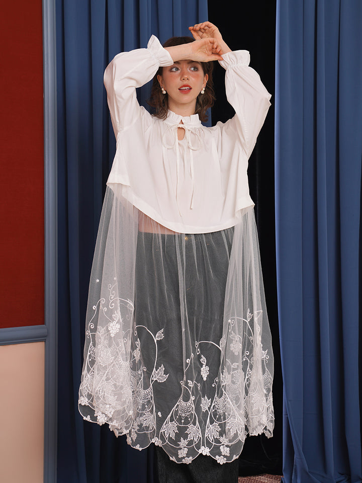 Original medieval style vine embroidery dress, retro lace patchwork yarn dress, design sense, women's clothing niche