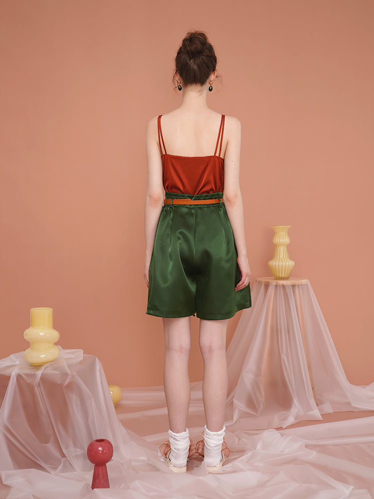 Whimsical Rabbit Tailored Bermuda Shorts - Slimming High-Waist Embroidered Casual Pants
