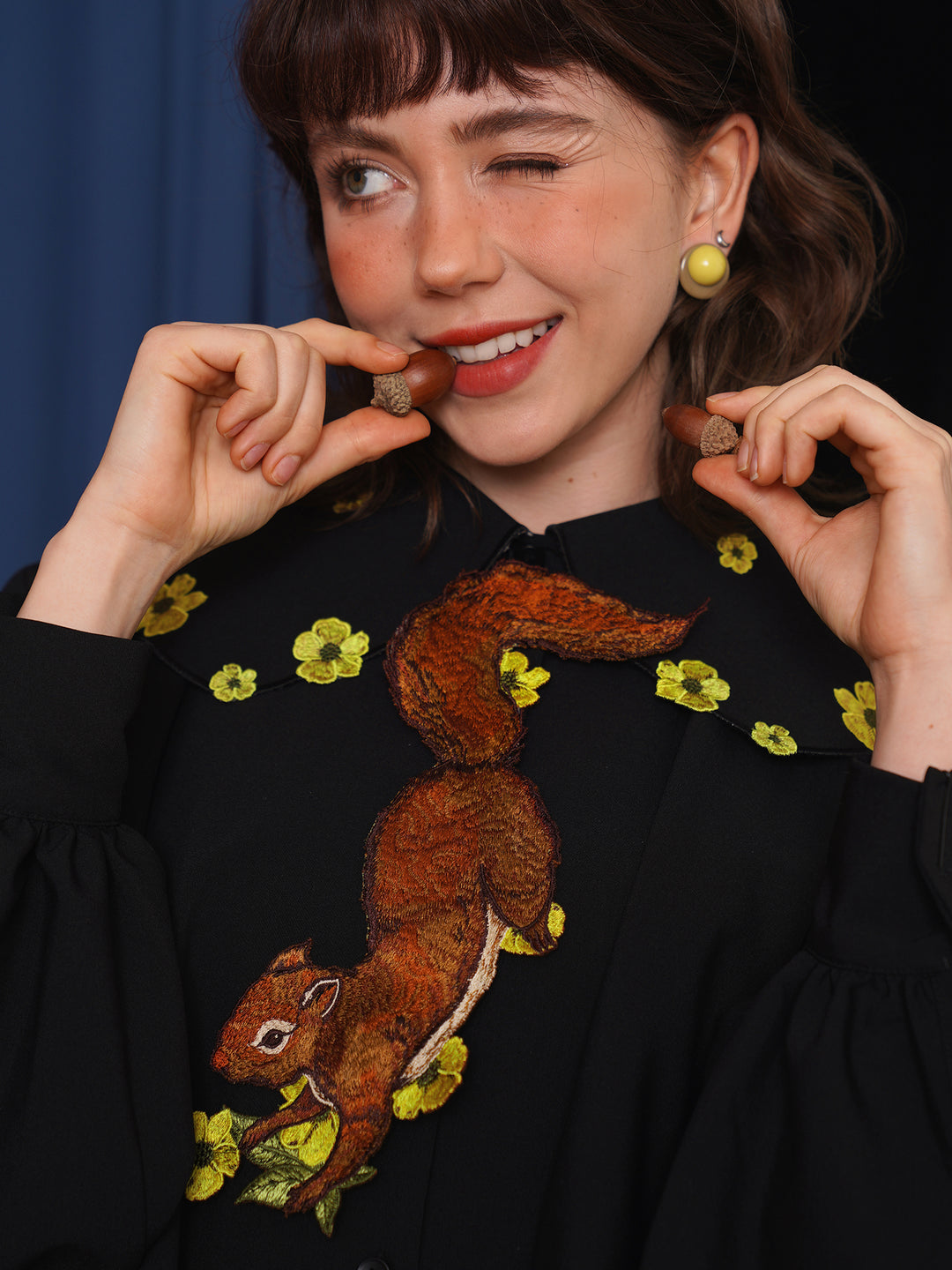 Forest Fairy Squirrel & Flower Embroidered Tie - Retro Knot-Free Niche Gift
