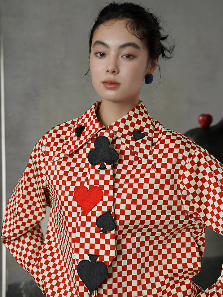 Vintage Checkered Poker Tie | Midnight College Style Embroidered Accessory