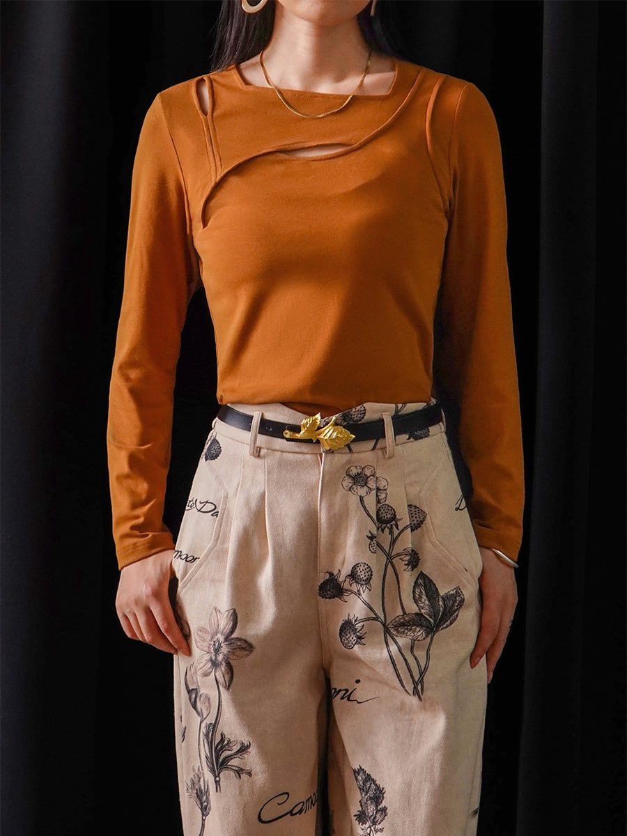 Metal belt with vintage style, featuring a leaf-shaped alloy and interchangeable buckle